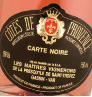 Étiquette du Carte Noire - Les Maitres Vignerons de Saint-Tropez