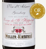 Étiquette du Muller Koeberlé - Rouge de St Hippolyte - Clos des Aubépines - Chêne