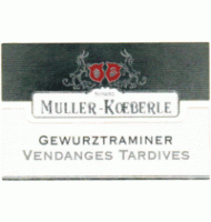 Étiquette du Muller Koeberlé - Gewurztraminer - Vendanges tardives