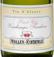 Étiquette du Muller Koeberlé - Pinot gris - Vendanges tardives