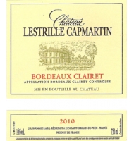 Étiquette du Château Lestrille Capmartin - Bordeaux Clairet 