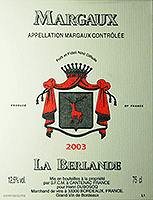Étiquette du La Berlande