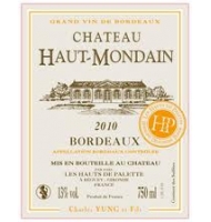 Étiquette du Château Haut-Mondain - Bordeaux 