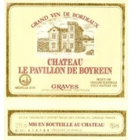 Étiquette du Château le Pavillon de Boyrein 