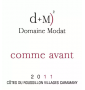 �tiquette de Domaine Modat - Comme Avant 