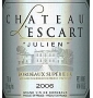 �tiquette de Ch�teau l' Escart - Bordeaux sup�rieur 
