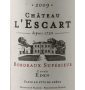 �tiquette de Ch�teau l' Escart - Prestige l'�den 