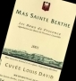 tiquette de Mas Sainte Berthe - Cuve Louis David