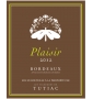 �tiquette de Les Vignerons de Tutiac - Plaisir - Blanc