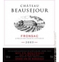 �tiquette de Ch�teau Beaus�jour - Fronsac 